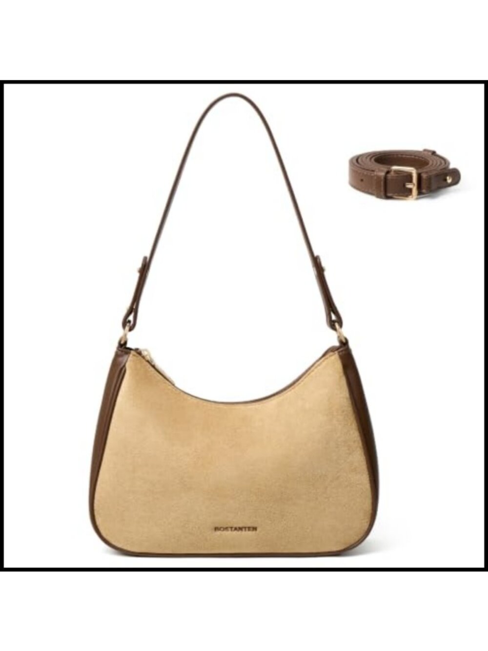 Suede Vegan Leather Crescent Shoulder Bag Crossbody Purse